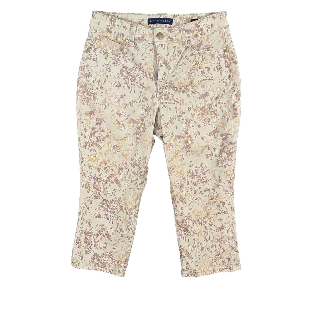 Bandolino Lisbeth Skimmer Paisley Crop Capris Pants Cotton Stretch Size 6